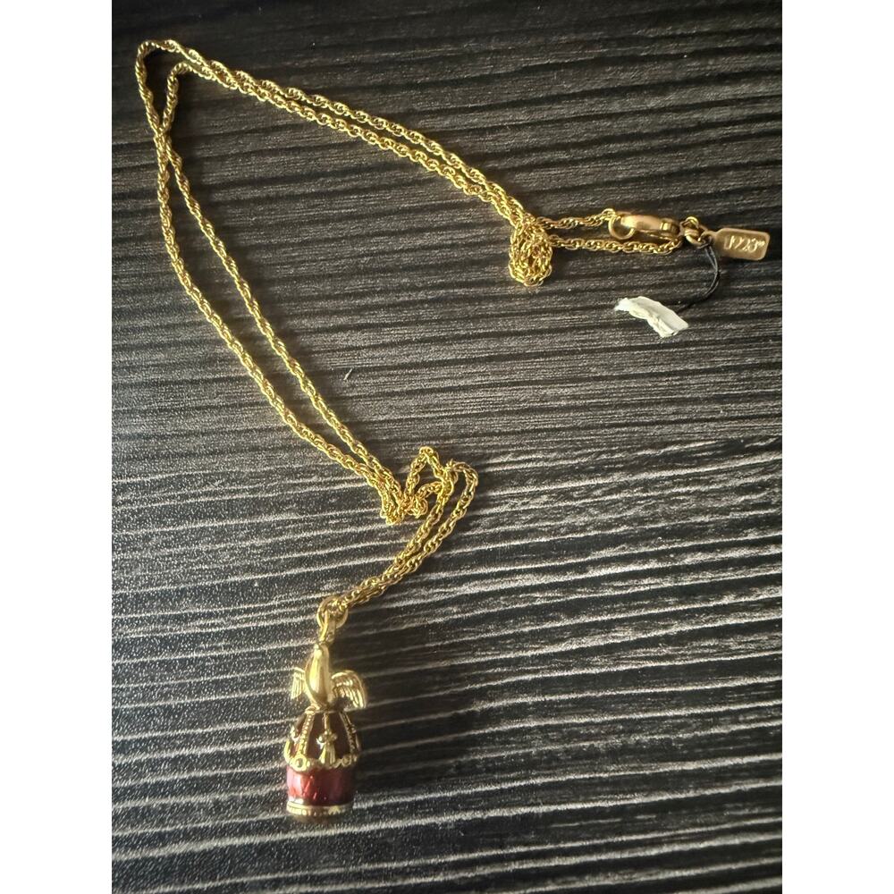 NWT 1928 Jewelry Gold Dove Red Egg Pendant Necklace